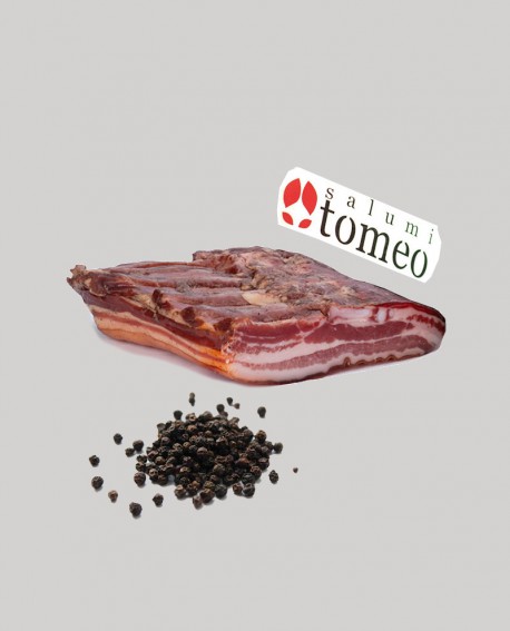 Pancetta tesa al pepe nero - metà 3,5Kg sottovuoto - stagionatura  4 mesi - Salumi Tomeo