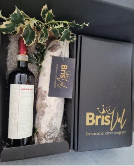 Gift Box degustazione n.1 Bresaola Limousine e n.1 bottiglia Vino rosso Sforzato Messere - Brisval Bresaole Carni pregiate